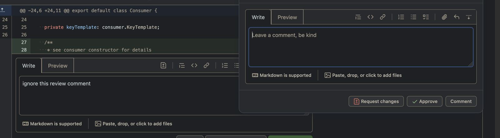 GitHub Types of Comments