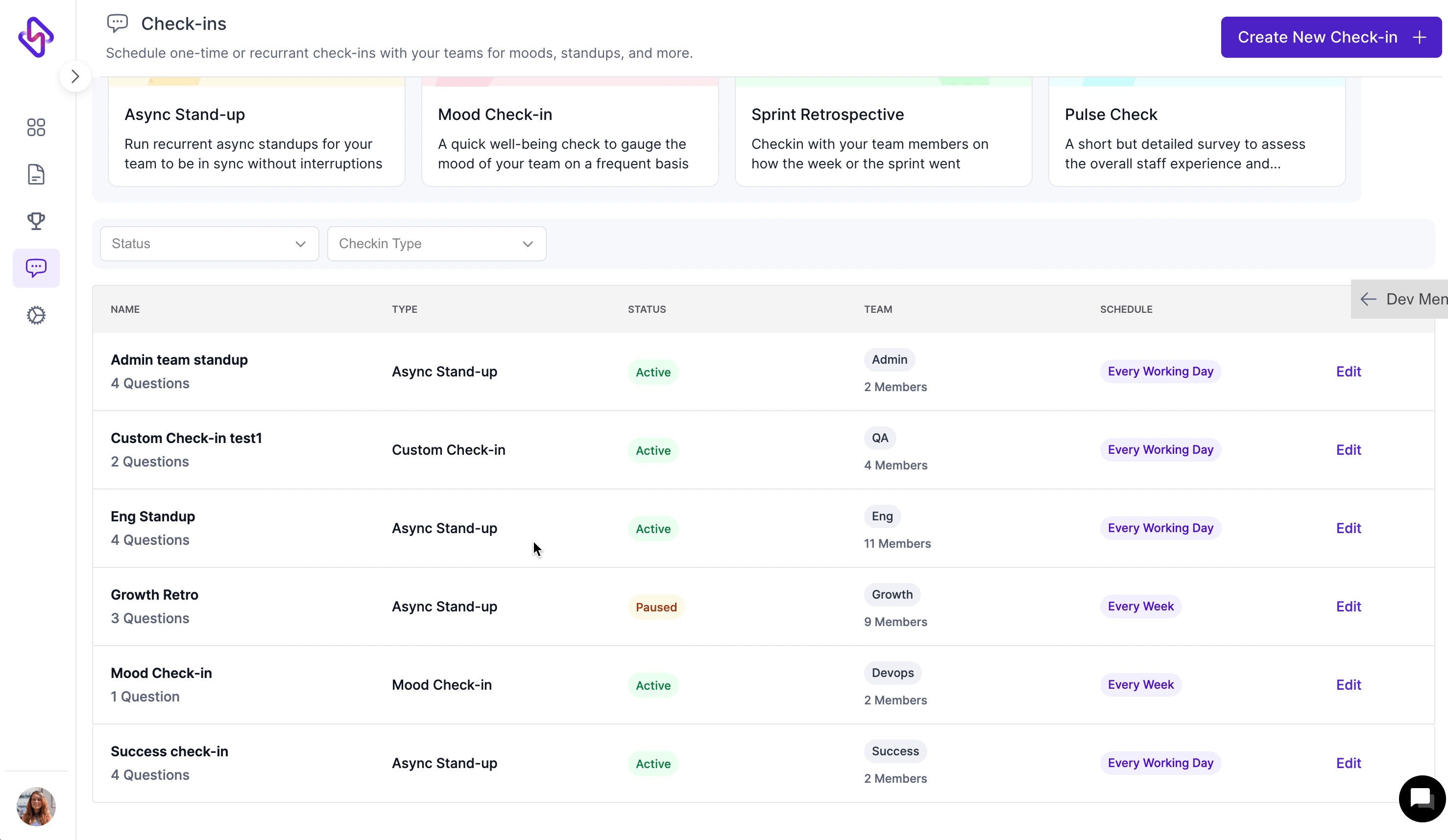 Select Check-in Report Channel