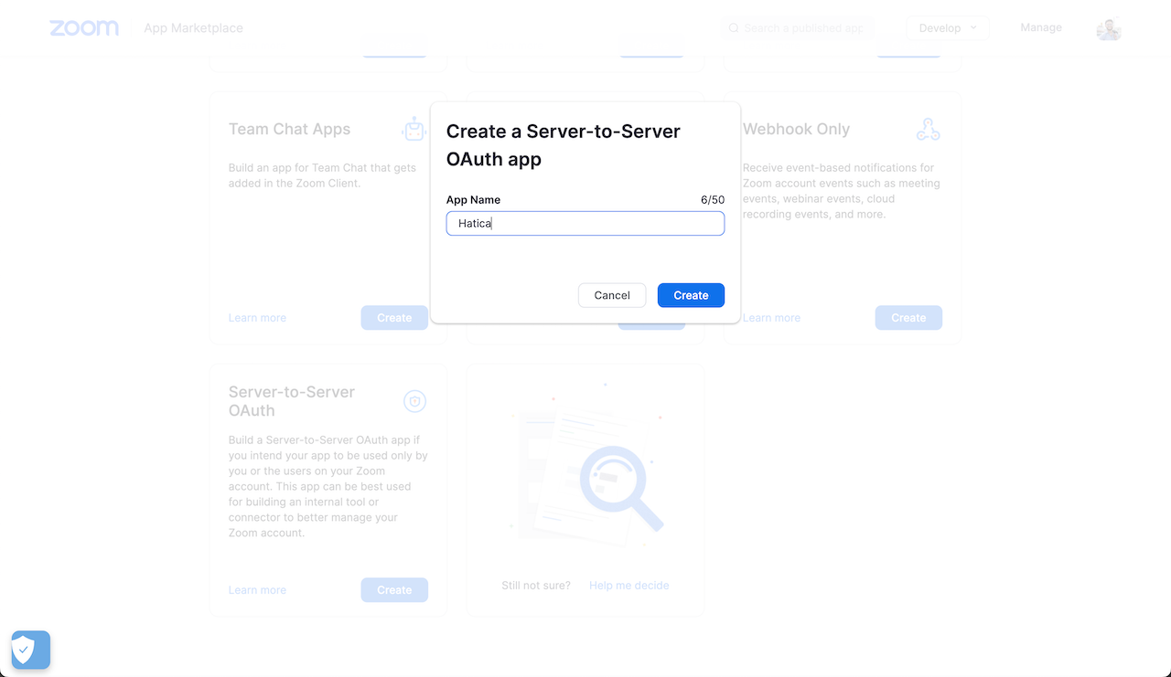 Zoom - Generate OAuth App - Step 2